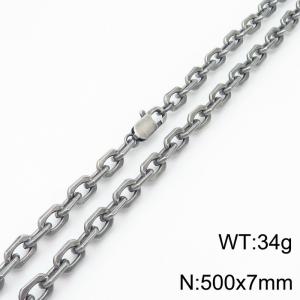 Worn Effect Stainless Steel O Chain Necklace with Lobster Clasp - KN234307-KFC
