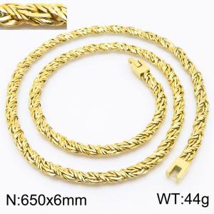650X6mm Gold Plated Tangled  Stainless Steel Strands Necklace - KN234311-KFC