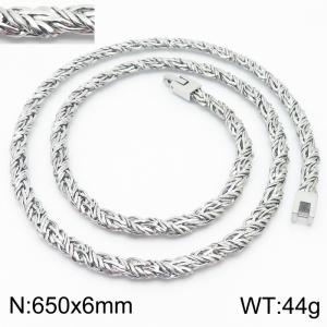 650X6mm Silver Color Tangled  Stainless Steel Strands Necklace - KN234312-KFC