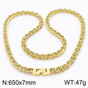 650X7mm Gold Plated Tangled Stainless Steel Herringbone Chain Necklace - KN234314-KFC