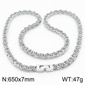 650X7mm Silver Color Tangled Stainless Steel Herringbone Chain Necklace - KN234315-KFC