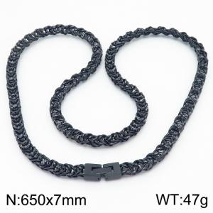 650X7mm Black Plated Tangled Stainless Steel Herringbone Chain Necklace - KN234316-KFC