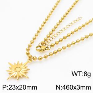 3mm Beads Chain Necklace Women Stainless Steel 304 With Compass Charm Gold Color - KN234383-Z