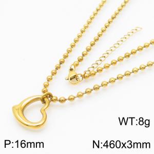 3mm Beads Chain Necklace Women Stainless Steel 304 With Heart Charm Gold Color - KN234389-Z