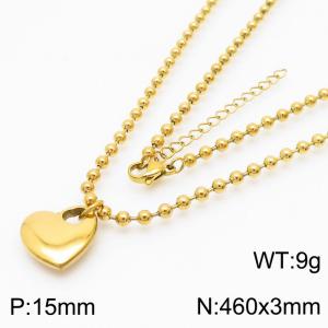3mm Beads Chain Necklace Women Stainless Steel 304 With Heart Charm Gold Color - KN234392-Z