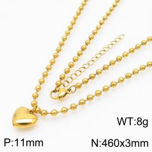3mm Beads Chain Necklace Women Stainless Steel 304 With Heart Charm Gold Color - KN234395-Z