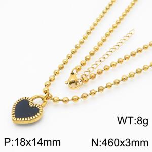 3mm Beads Chain Necklace Women Stainless Steel 304 With Heart Charm Gold Color - KN234398-Z