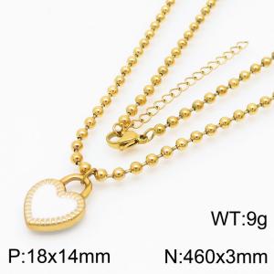 3mm Beads Chain Necklace Women Stainless Steel 304 With Heart Charm Gold Color - KN234400-Z