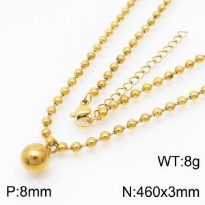 3mm Beads Chain Necklace Women Stainless Steel 304 With Big Bead Charm Gold Color - KN234402-Z