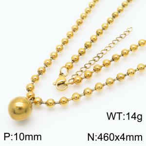 4mm Beads Chain Necklace Women Stainless Steel 304 With Big Bead Charm Gold Color - KN234405-Z