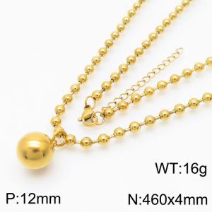 4mm Beads Chain Necklace Women Stainless Steel 304 With Big Bead Charm Gold Color - KN234407-Z