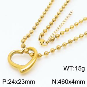 4mm Beads Chain Necklace Women Stainless Steel 304 With Heart Charm Gold Color - KN234408-Z