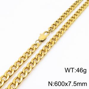 Stainless steel 600x7.5mm chain special buckle simple and fashionable gold necklace - KN234647-Z