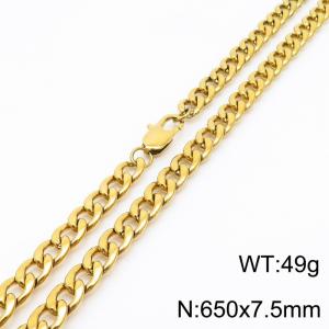 Stainless steel 650x7.5mm chain special buckle simple and fashionable gold necklace - KN234648-Z