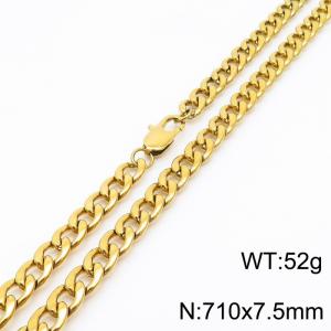 Stainless steel 710x7.5mm chain special buckle simple and fashionable gold necklace - KN234649-Z