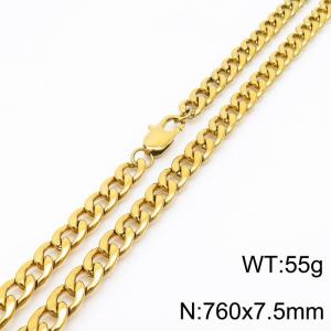 Stainless steel 760x7.5mm chain special buckle simple and fashionable gold necklace - KN234650-Z