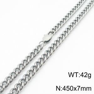 450x7mm Cuban Chain Necklace Men Women Stainless Steel 304 Silver Color - KN234651-Z