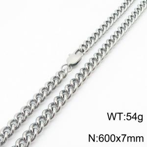 600x7mm Cuban Chain Necklace Men Women Stainless Steel 304 Silver Color - KN234654-Z