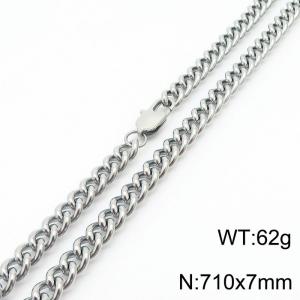 710x7mm Cuban Chain Necklace Men Women Stainless Steel 304 Silver Color - KN234656-Z