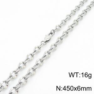450x6mm Classic Chain Necklace For Women Men Stainless Steel 304 Silver Color - KN234707-Z