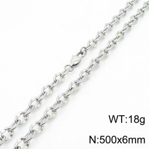 500x6mm Classic Chain Necklace For Women Men Stainless Steel 304 Silver Color - KN234708-Z