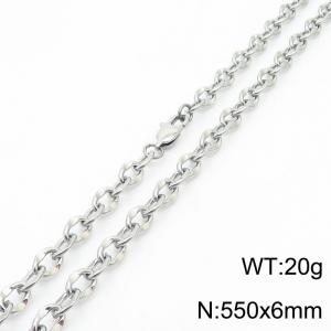 550x6mm Classic Chain Necklace For Women Men Stainless Steel 304 Silver Color - KN234709-Z