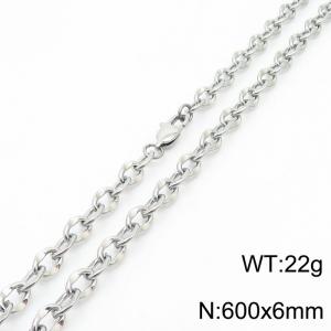 600x6mm Classic Chain Necklace For Women Men Stainless Steel 304 Silver Color - KN234710-Z