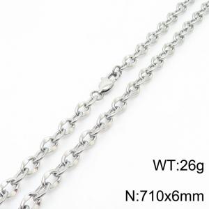 710x6mm Classic Chain Necklace For Women Men Stainless Steel 304 Silver Color - KN234712-Z