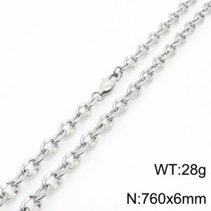 760x6mm Classic Chain Necklace For Women Men Stainless Steel 304 Silver Color - KN234713-Z