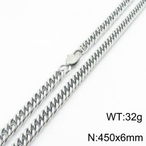 450x6mm Curb Cuban Link Chain Necklace Men Stainless Steel 304 Silver Color - KN234721-Z