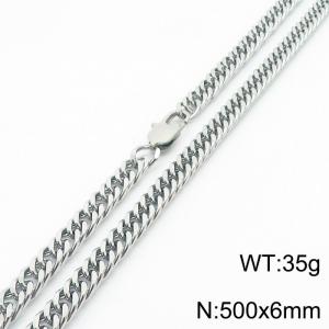 500x6mm Curb Cuban Link Chain Necklace Men Stainless Steel 304 Silver Color - KN234722-Z