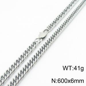 600x6mm Curb Cuban Link Chain Necklace Men Stainless Steel 304 Silver Color - KN234724-Z