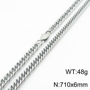 710x6mm Curb Cuban Link Chain Necklace Men Stainless Steel 304 Silver Color - KN234726-Z
