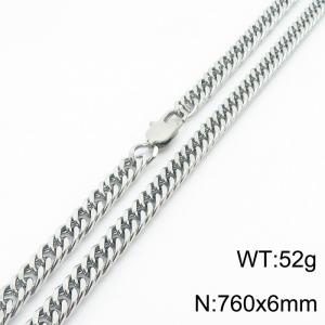 760x6mm Curb Cuban Link Chain Necklace Men Stainless Steel 304 Silver Color - KN234727-Z