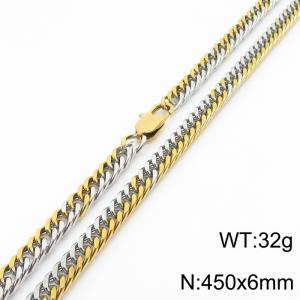 450x6mm Curb Cuban Link Chain Necklace Men Stainless Steel 304 Mix Color - KN234728-Z
