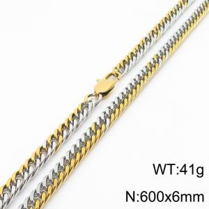 600x6mm Curb Cuban Link Chain Necklace Men Stainless Steel 304 Mix Color - KN234731-Z
