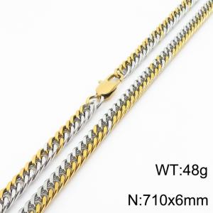 710x6mm Curb Cuban Link Chain Necklace Men Stainless Steel 304 Mix Color - KN234733-Z