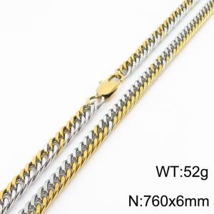 760x6mm Curb Cuban Link Chain Necklace Men Stainless Steel 304 Mix Color - KN234734-Z