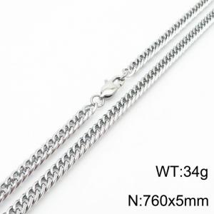 760x5mm Link Chain Necklace Men Women Stainless Steel 304 Silver Color - KN234783-Z