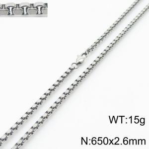 650x2.6mm Round Pearl Chain Necklace Men Women Stainless Steel 304 Silver Color - KN234809-Z