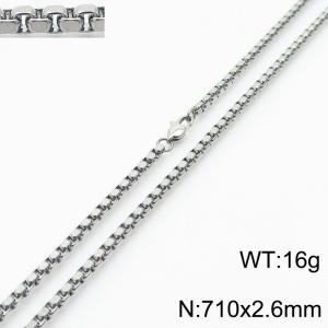 710x2.6mm Round Pearl Chain Necklace Men Women Stainless Steel 304 Silver Color - KN234810-Z