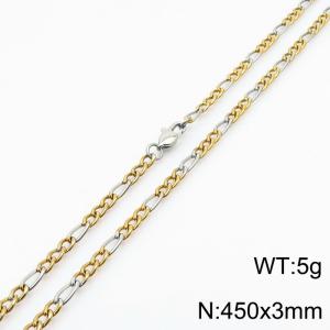 Personality 45cm Silver Patchwork Gold Necklaces Stainless Steel 3mm Figaro Chain - KN234868-Z