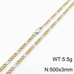 Personality 50cm Silver Patchwork Gold Necklaces Stainless Steel 3mm Figaro Chain - KN234869-Z