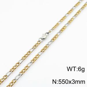 Personality 55cm Silver Patchwork Gold Necklaces Stainless Steel 3mm Figaro Chain - KN234870-Z