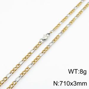 Personality 71cm Silver Patchwork Gold Necklaces Stainless Steel 3mm Figaro Chain - KN234873-Z