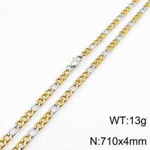 Personality 4mm Figaro Chain Stainless Steel 71cm Silver Patchwork Gold Necklaces - KN234880-Z