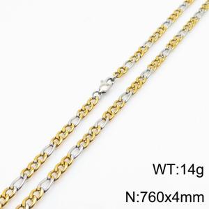 Personality 4mm Figaro Chain Stainless Steel 76cm Silver Patchwork Gold Necklaces - KN234881-Z