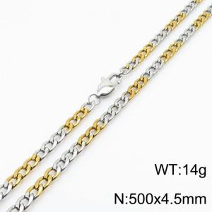 Hiphop 4.5mm Cuban Chain Stainless Steel 50cm Silver Patchwork Gold Necklaces - KN234883-Z