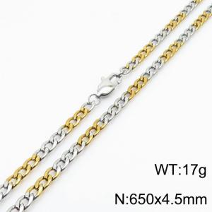 Hiphop 4.5mm Cuban Chain Stainless Steel 65cm Silver Patchwork Gold Necklaces - KN234886-Z