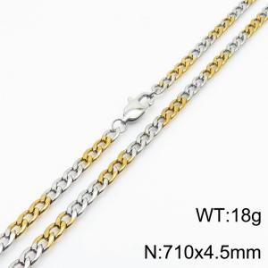 Hiphop 4.5mm Cuban Chain Stainless Steel 71cm Silver Patchwork Gold Necklaces - KN234887-Z